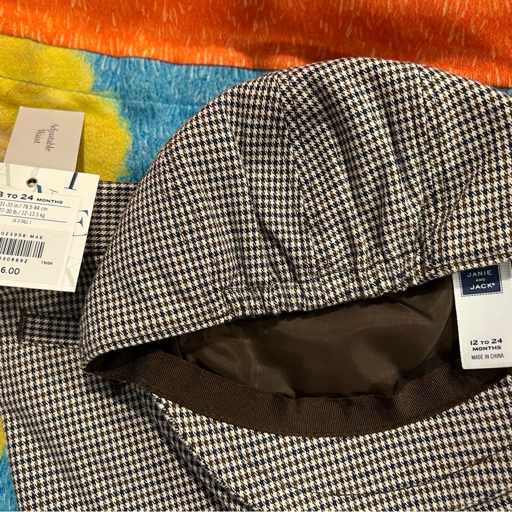Janie and Jack messenger hat and slacks. Baby boy fall colors. - Picture 2 of 3